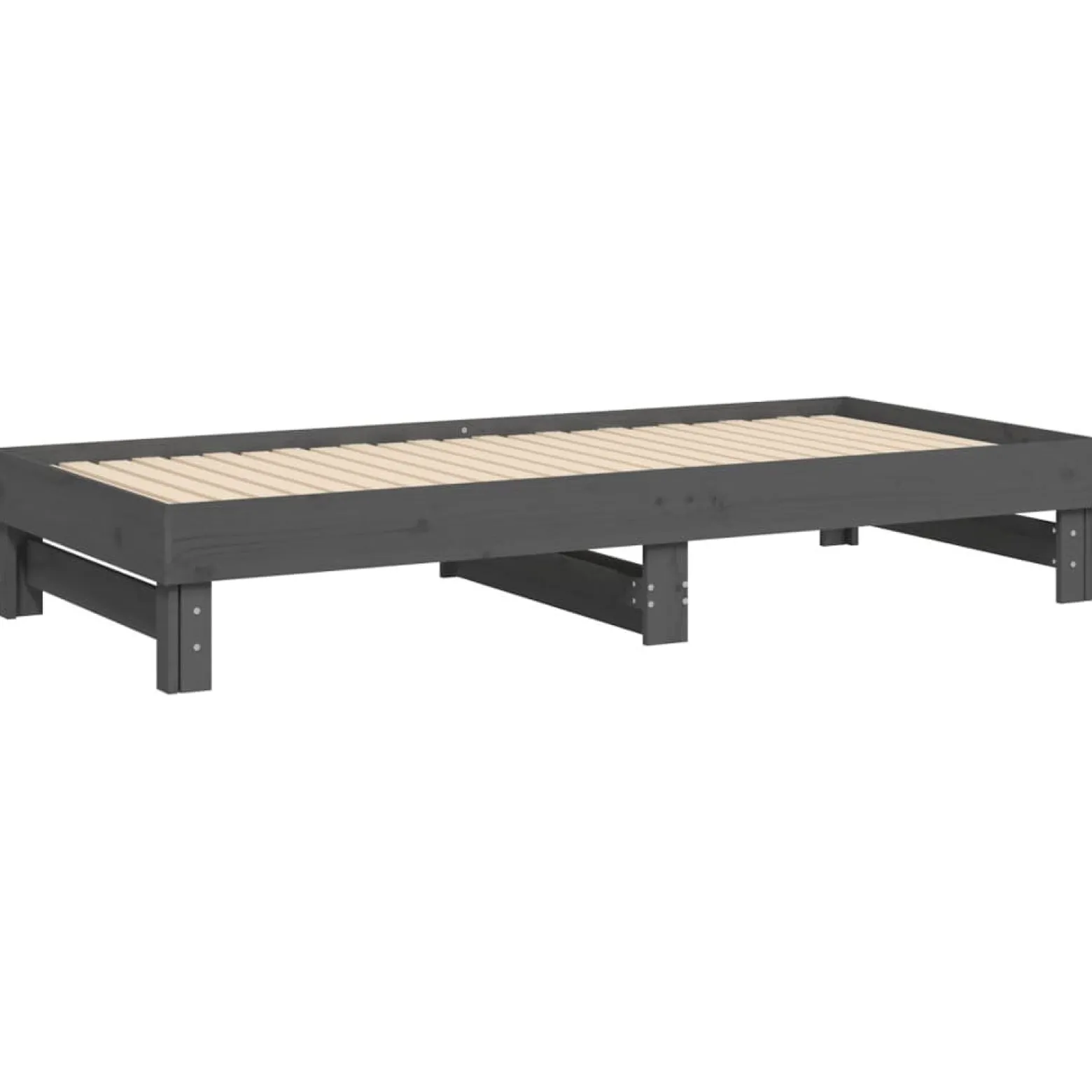 Łóżko rozsuwane szare 2x(90x200) cm lite drewno sosnowe