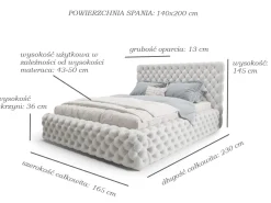 Łóżko Styl Chesterfield Figo Extra Szare Stelaż Drewno 140