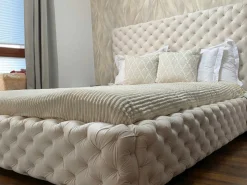 Łóżko Styl Chesterfield Figo Extra Szare Stelaż Drewno 140