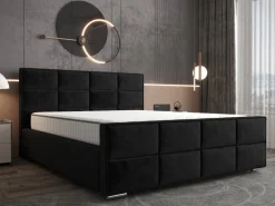 Łóżko Sypialniane + Pojemnik Stelaż Metal Rodos Czarne 120