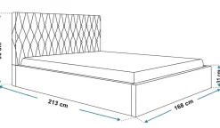 Łóżko sypialniane 160x200 OLDO 3 tapicerowane, guziki kryształki- grafitowe