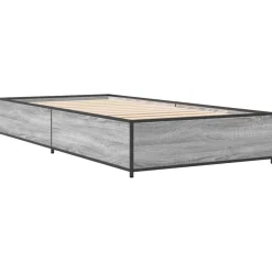 Łóżko Szare Rama Łóżka Ze Stelażem Do Sypialni Pokoju 75x190 cm