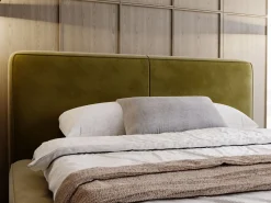 Łóżko tapicerowane AMARO 140x200 zielone z pojemnikiem
