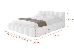 Łóżko tapicerowane bez materaca + pojemnik LEYA-v1 - 120x200 cm Biały