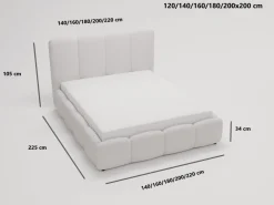 Łóżko tapicerowane GALLI 140x200 beżowe z pojemnikiem