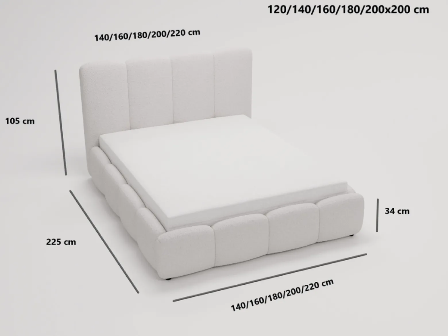 Łóżko tapicerowane GALLI 140x200 beżowe z pojemnikiem