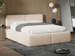 Łóżko tapicerowane Laval 180x200 beżowe tkanina boucle