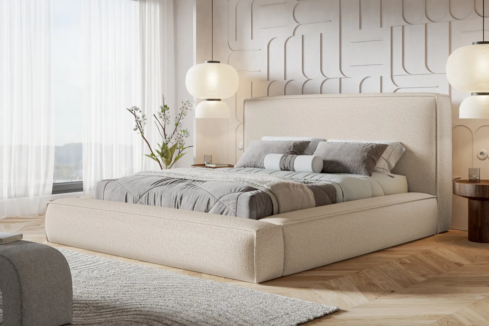Łóżko tapicerowane LUNA MAXI 180x200 ze stelażem metalowym