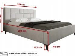 Łóżko tapicerowane PORTO 140x200 + stelaż drewniany metalowy z pojemnikiem