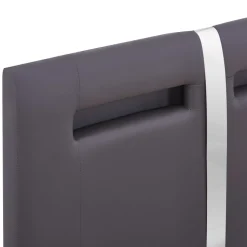 Łóżko tapicerowane rama łóżka ze stelażem szara skóra led 90 x 200 cm