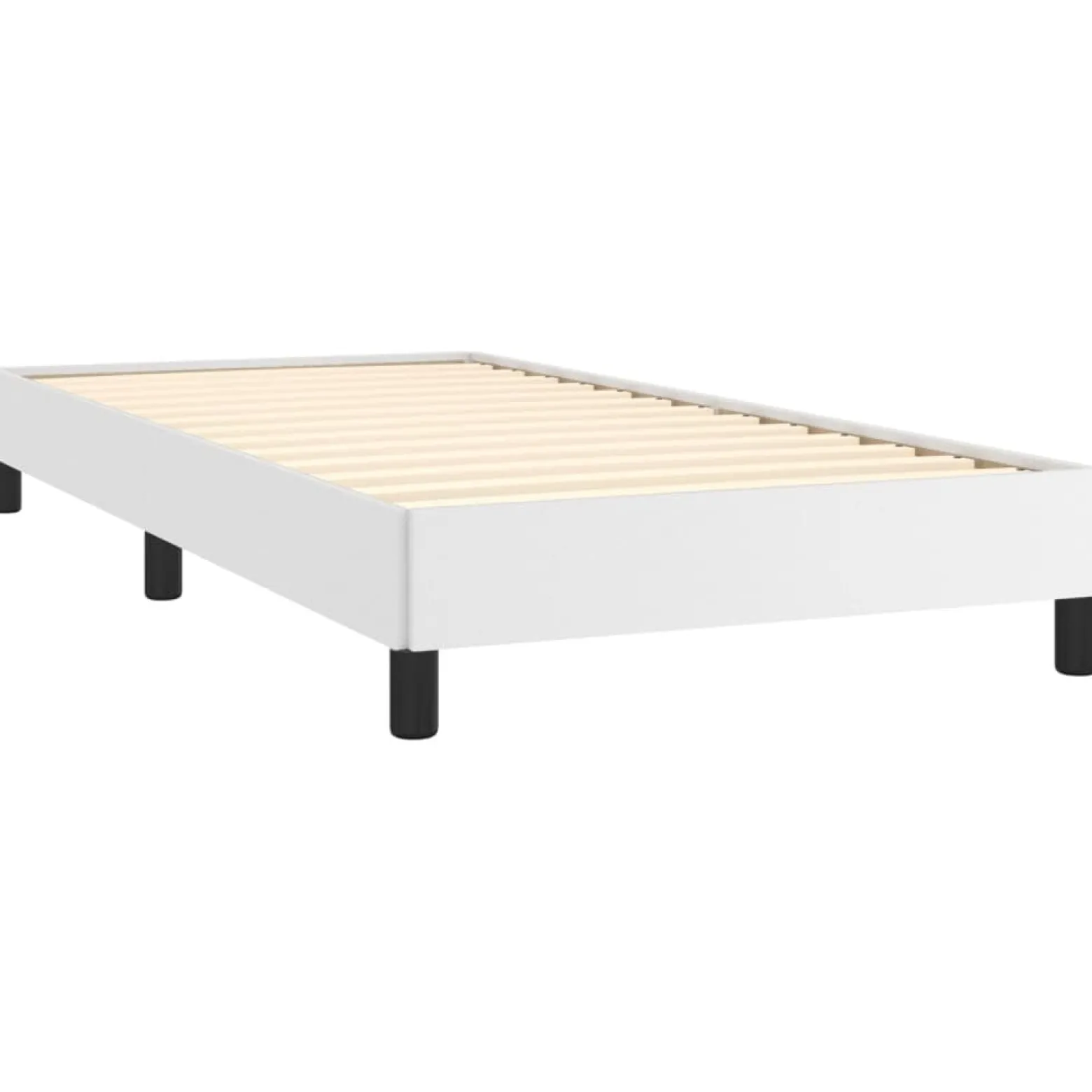Łóżko tapicerowane rama łóżka ze stelażem białe skóra sztuczna 90x190 cm