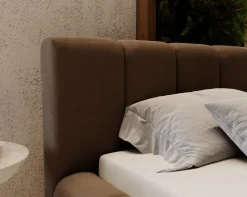 Łóżko tapicerowane SPLIT 160x200 brązowe z pojemnikiem