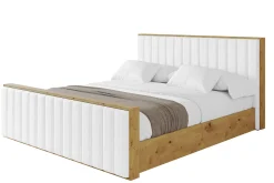 Łóżko tapicerowane z materacem + pojemnik ENZO4-Z-120x200 cm Biały