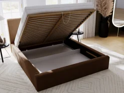 Łóżko tapicerpwane MIDAS 120x200 brązowe z pojemnikiem