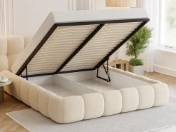 Łóżko 140x200 Coco bouclé tapicerowane z pojemnikiem, Quelle 02