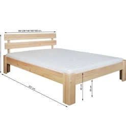 Łóżko 160x200 drewniane LARGO, kolor dębowy + stelaż