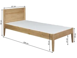 Łóżko 90x200 drewniane PRESTO, kolor dębowy + stelaż