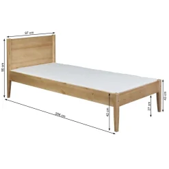 Łóżko 90x200 drewniane PRESTO, kolor dębowy + stelaż
