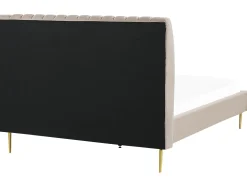 Łóżko 140x200 stelaż welurowe beżowe
