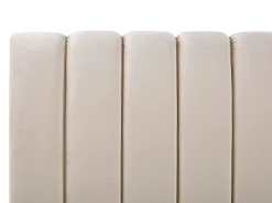 Łóżko 140x200 stelaż welurowe beżowe
