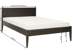 Łóżko 140x200 z drewna litego PRESTO, kolor orzech + stelaż