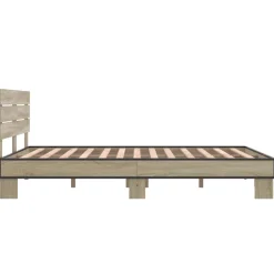 Łóżko Ze Stelażem Drewnopodobne Rama Łóżka Do Sypialni Pokoju 140x200 cm