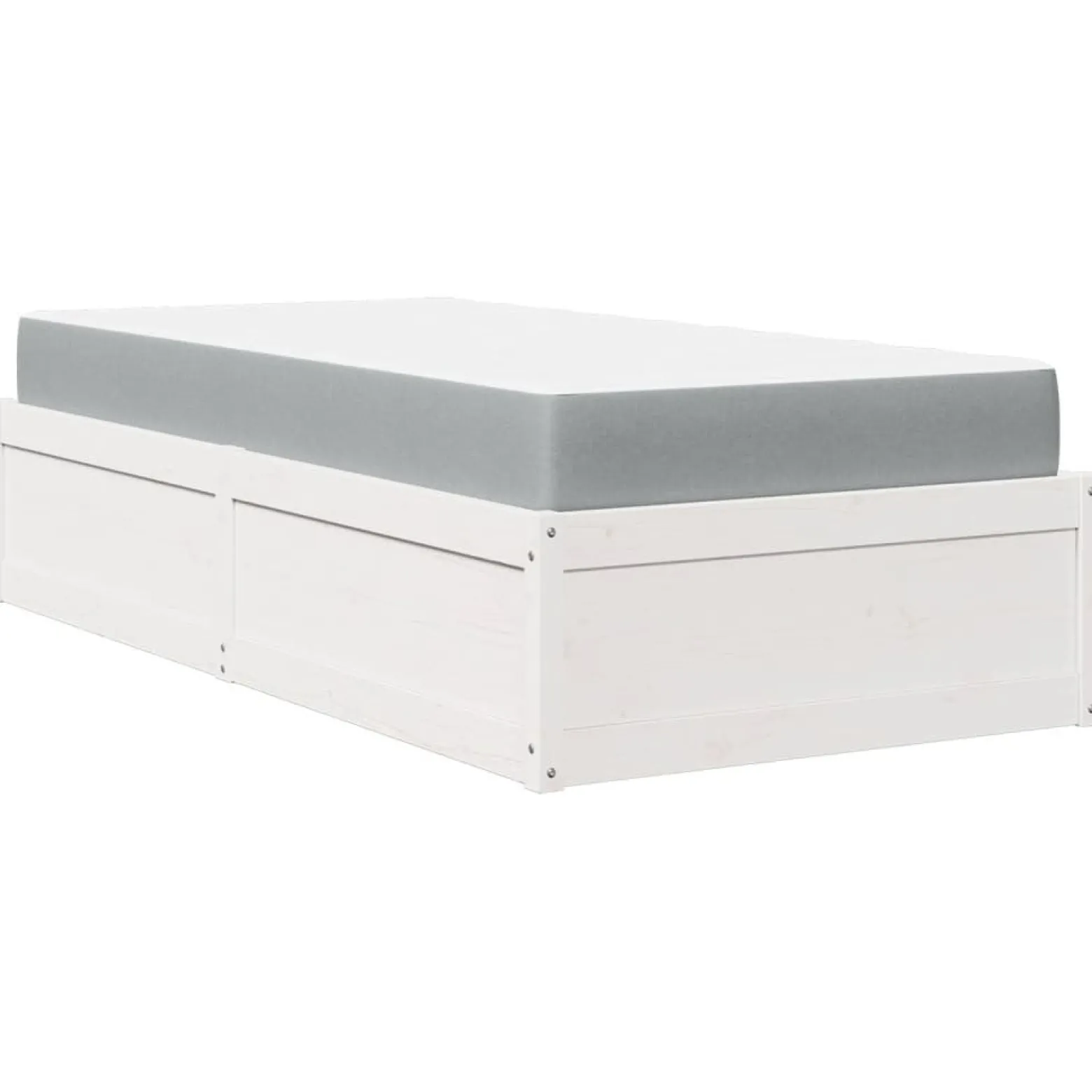 Łóżko z materacem białe 90x200 cm lite drewno sosnowe