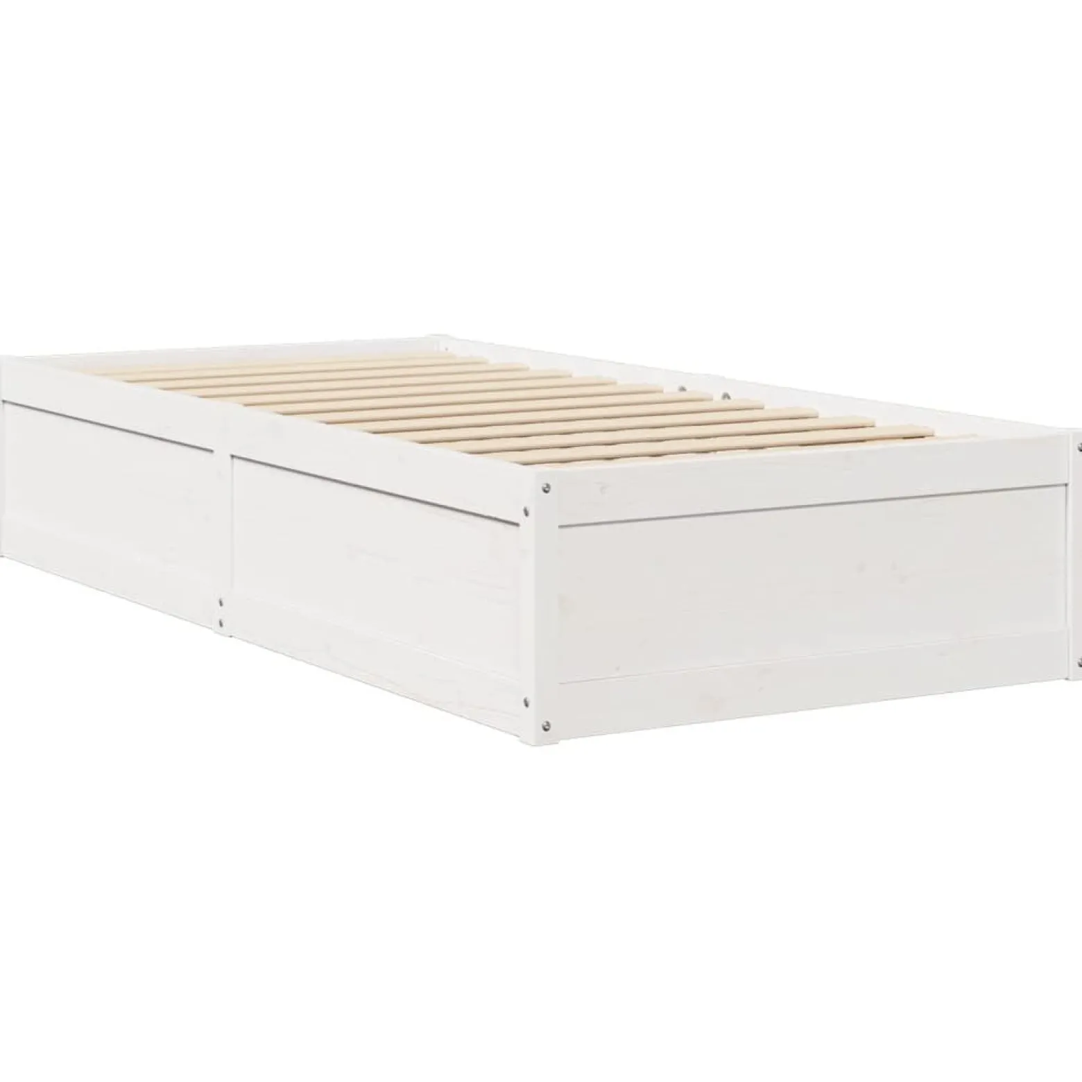 Łóżko z materacem białe 90x200 cm lite drewno sosnowe