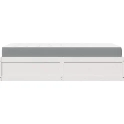 Łóżko z materacem białe 90x200 cm lite drewno sosnowe