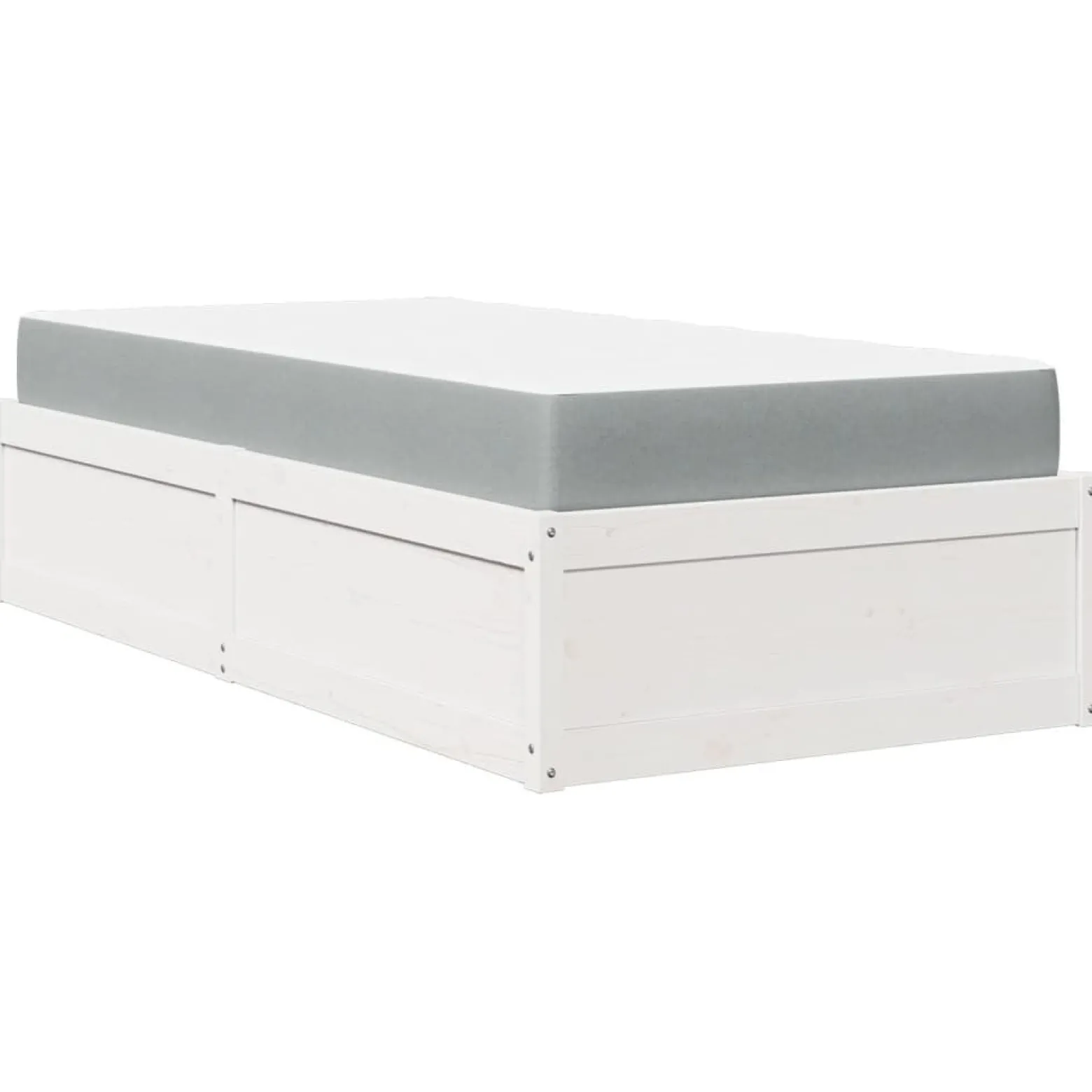 Łóżko z materacem białe 90x200 cm lite drewno sosnowe