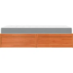 Łóżko z materacem woskowy brąz 90x200 cm lite drewno sosnowe