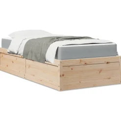 Łóżko z materacem 90x190 cm lite drewno sosnowe