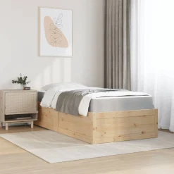 Łóżko z materacem 90x190 cm lite drewno sosnowe