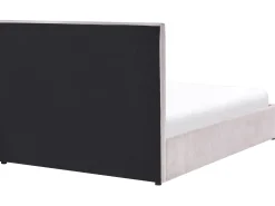 Łóżko z pojemnikiem 140x200 cm zagłówek podnoszony stelaż beżowoszare