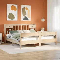Łóżko z regałem bez materaca 180x200 cm lite drewno sosnowe