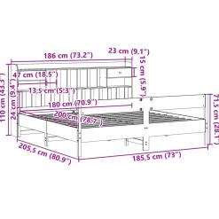 Łóżko z regałem bez materaca 180x200 cm lite drewno sosnowe
