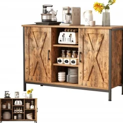 Kredens szafka boczna z otwartymi półkami komoda vintage kuchnia salon loft