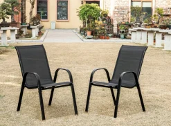Krzesła Ogrodowe na Taras Balkon Altankę do Ogrodu Czarne WARNA 4 szt