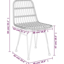 Krzesła ogrodowe 2 szt. 48x62x84 cm rattan PE