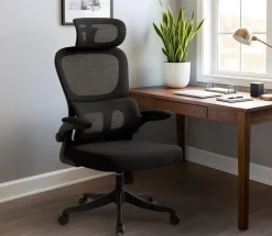 Krzesło biurowe ergonomiczne regulowane obrotowe KB112 czarne