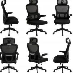 Krzesło biurowe ergonomiczne regulowane obrotowe KB112 czarne