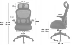 Krzesło biurowe ergonomiczne regulowane obrotowe KB112 czarne
