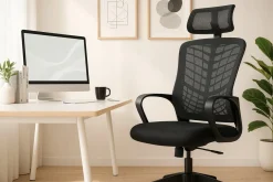 Krzesło biurowe regulowany obrotowy fotel biurowy ergonomiczny KB108 czarny