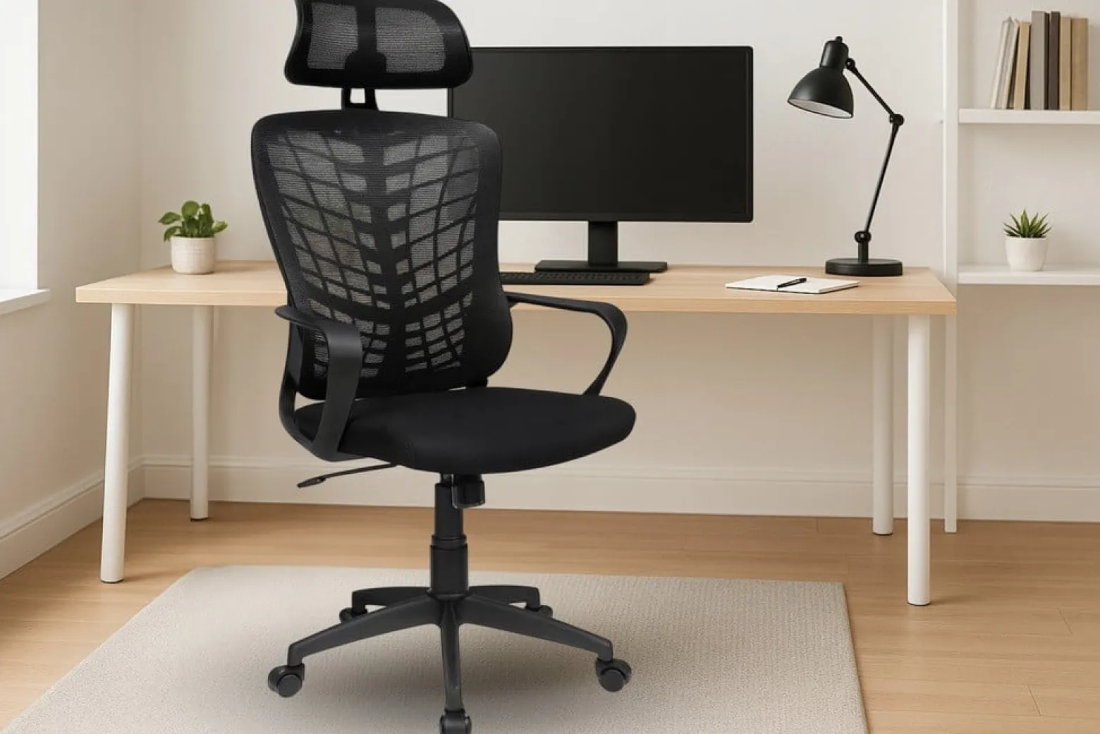 Krzesło biurowe regulowany obrotowy fotel biurowy ergonomiczny KB108 czarny
