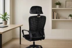 Krzesło biurowe regulowany obrotowy fotel biurowy ergonomiczny KB108 czarny