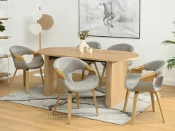Krzesło Kora dąb szary boucle, podstawa dąb