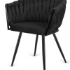 Krzesło plecione Lugano fotel TRECCIA BLACK VELVET SMOKE