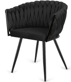 Krzesło plecione Lugano fotel TRECCIA BLACK VELVET SMOKE