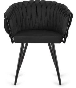 Krzesło plecione Lugano fotel TRECCIA BLACK VELVET SMOKE
