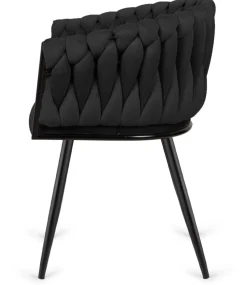 Krzesło plecione Lugano fotel TRECCIA BLACK VELVET SMOKE